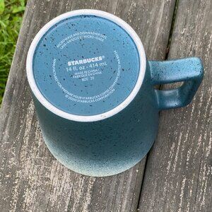 Starbucks Raised Speckles Ombre Turquoise Teal Blue Coffee Ceramic Mug 2021 New